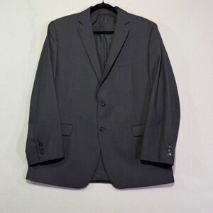 Calvin Klein Premium Men Wool Suit Jacket Blazer 42R Charcoal Gray‎